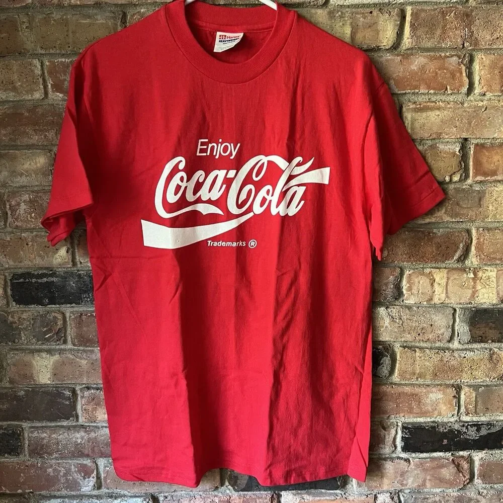 Vintage Coca Cola Shirt Medium Made in USA 90's Single Stitch Hanes Heavy Weight